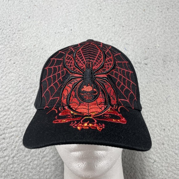 hot leathers Other - Hot Leathers Hat Cap Snap Back One Size Mens Black Spider Web Skull Biker Horror